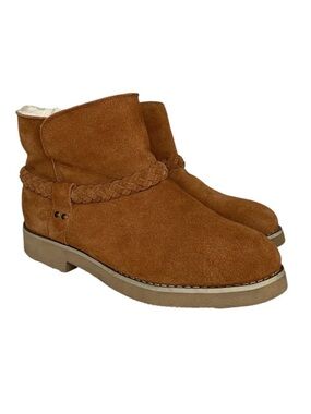 Macy's Style & Co Kaii Tan Suede Leather Faux Fur Booties Women's Size 9